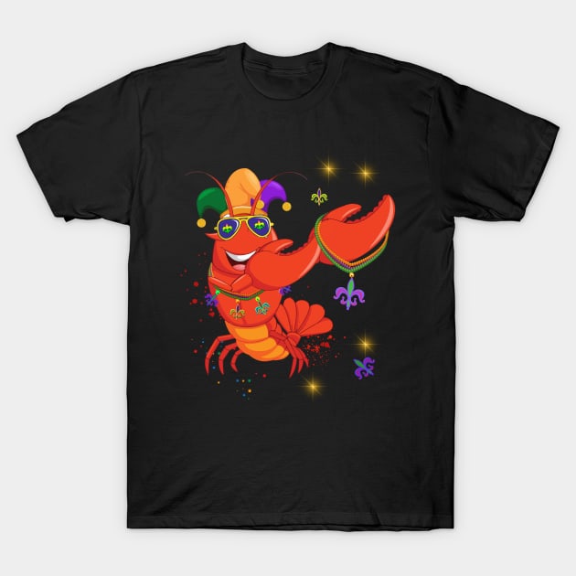 Dabbing Mardi Gras Bead Jester Hat Crawfish Boil Party Funny T-Shirt by paynegabriel